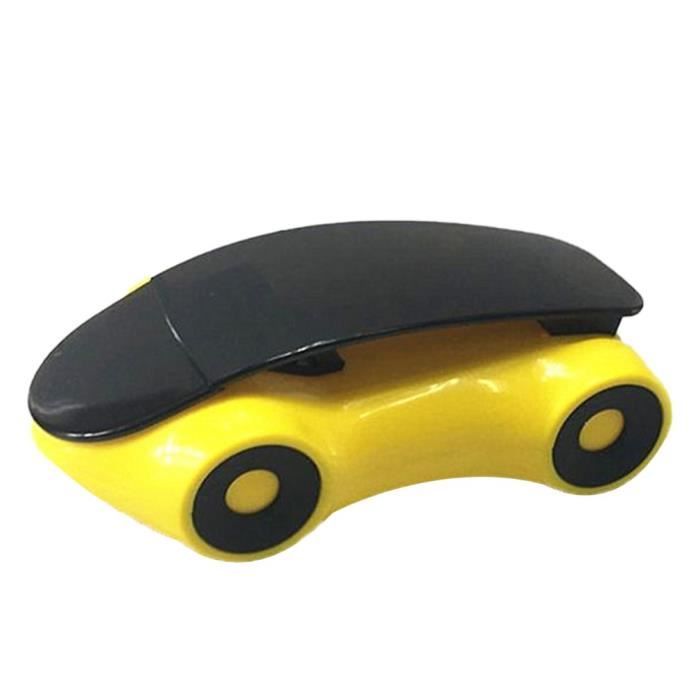 Porte téléphone magnétique voiture Support universel 360 Rotating support de forme de voiture jaune[En stock]