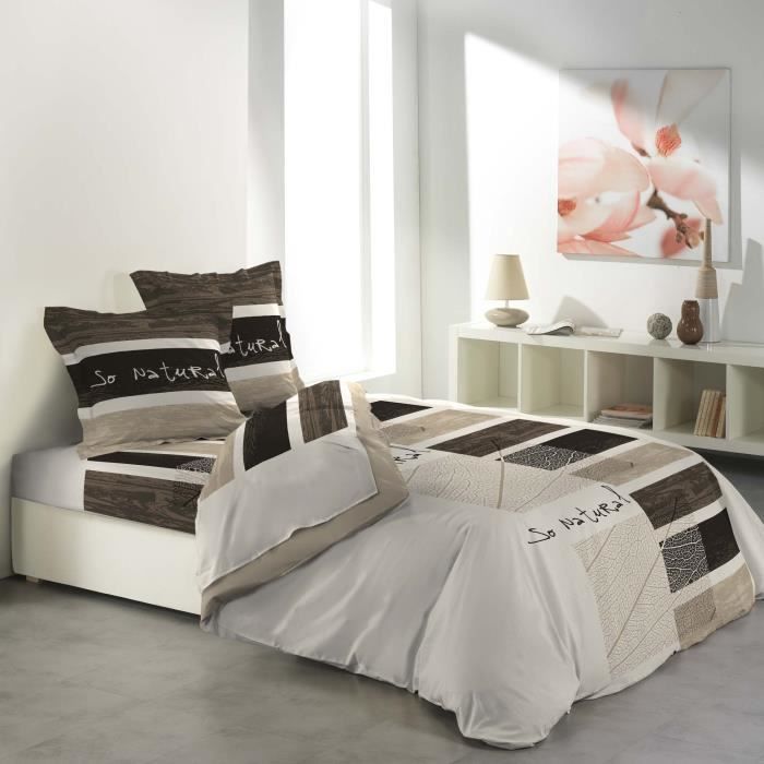 CDaffaires so parure drap 4 p. 140 x 190 cm flanelle imprimee allover so natural