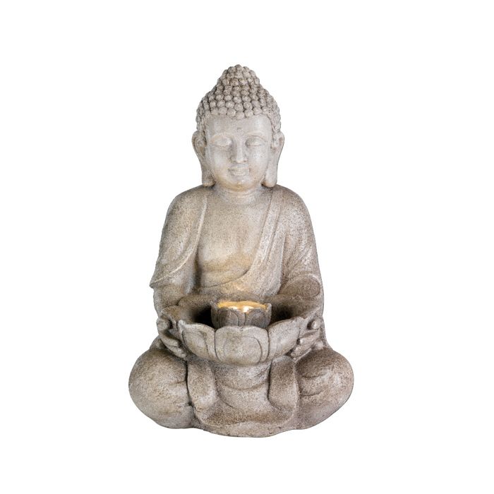 Fontaine de Jardin Bouddha Assis 45 cm Gris