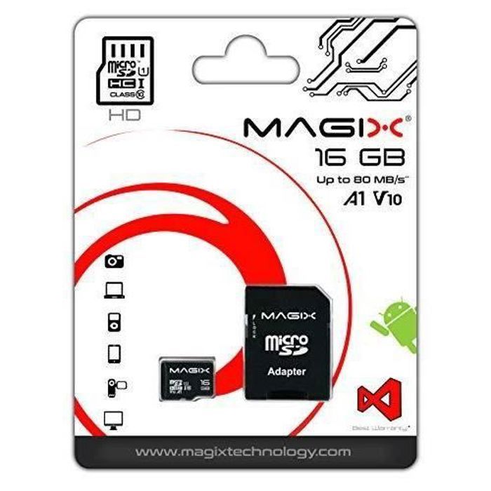 Micro SD Card MAGIX HD Series Class10 V10 + SD Adapter UP to 80MB/s (16GB)