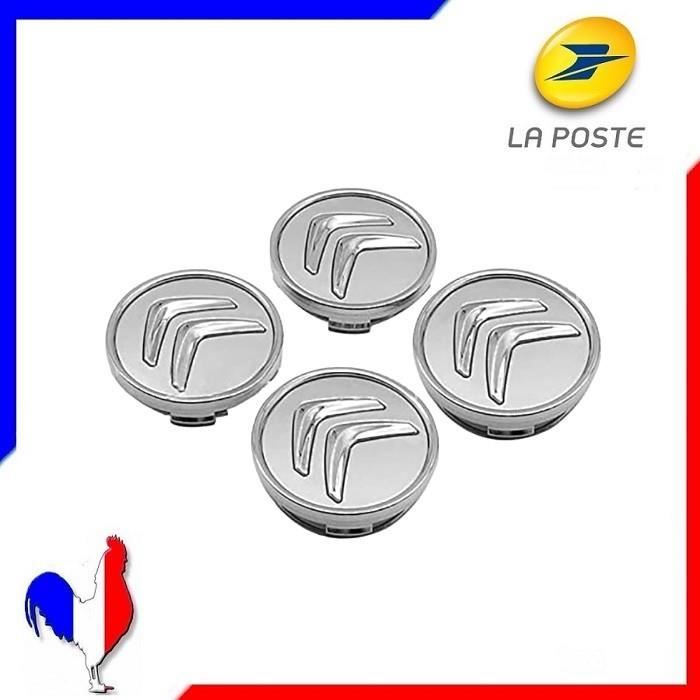 Lot de 4 cache moyeu centre de roue Citroën gris 60mm MS47 FR