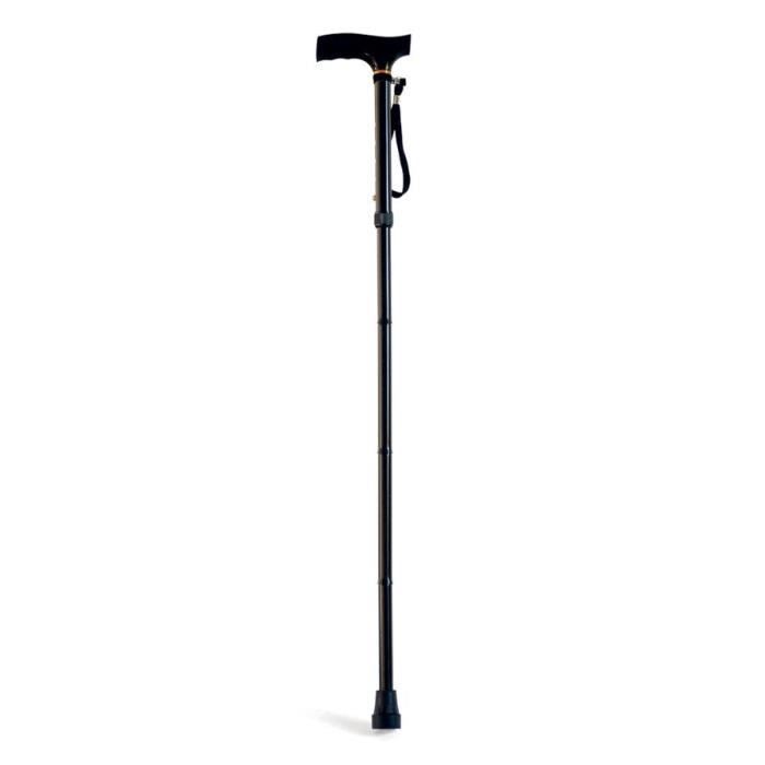 MILL'O SANTE Canne simple pliante - Aluminium léger - Noir - Hauteur : 84 – 94 cm - 0,38 kg