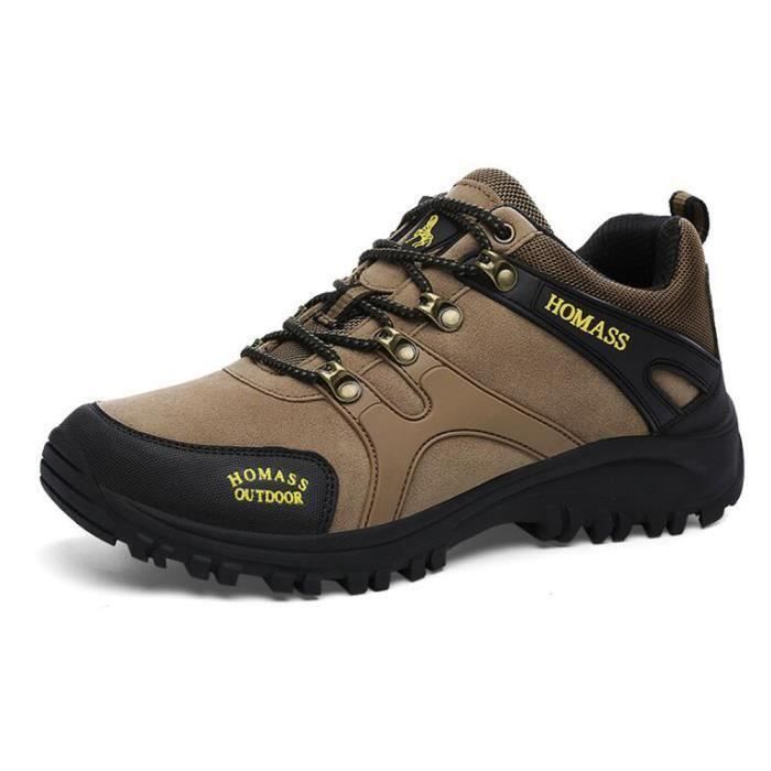 Automne à pied en cuir chaussures en plein air chaussures de randonnée homme - confort résistant à l'usure chaussures pour - Khaki
