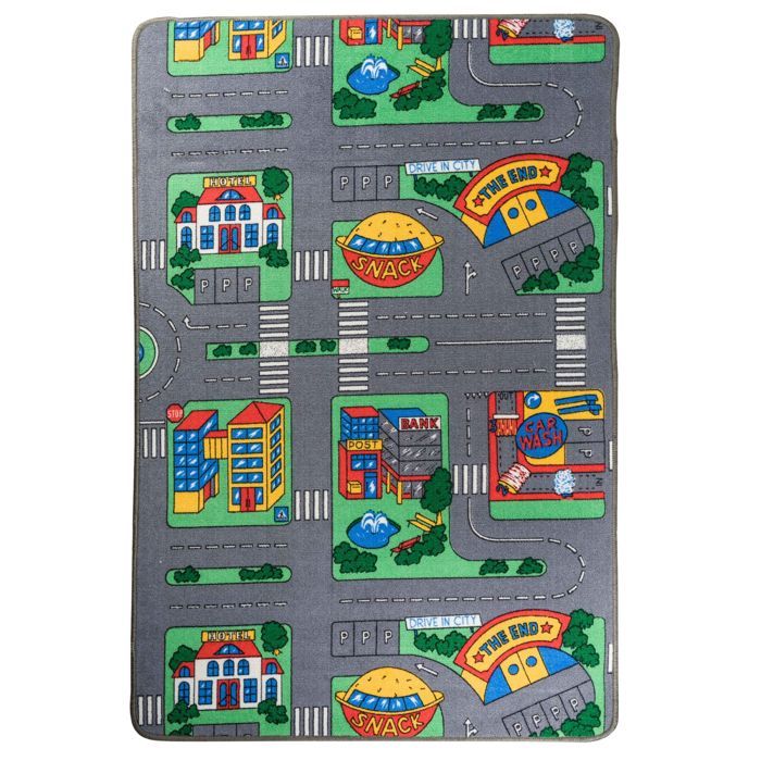 Tapis jeu circuit petites voitures 100x150cm