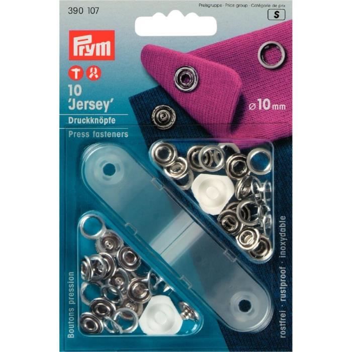 PRYM Boutons Pression Jersey 10 mm Anneau Laiton