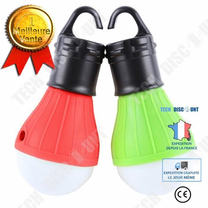 TD® Lot de 2 LED Lampe de secours extérieur Camping rouge verte Tente pêche Lanterne suspendue Lumière campement randonnée