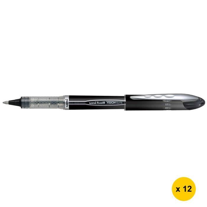 Uni Vision Elite UB-205 0,5mm Gel encre Rouleauball Pen (Lot de 12) - Noir (Notes Autocollantes en 5 Couleurs, GRATUIT)