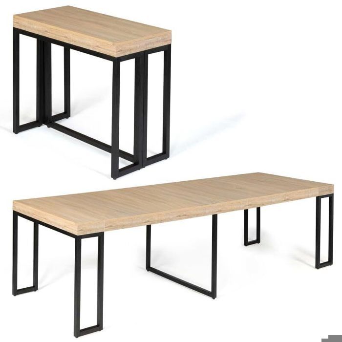 table extensible console 2 en 1 -  table rangement - table à manger - 4-14 personnes - design polyvalent - séjour cuisine