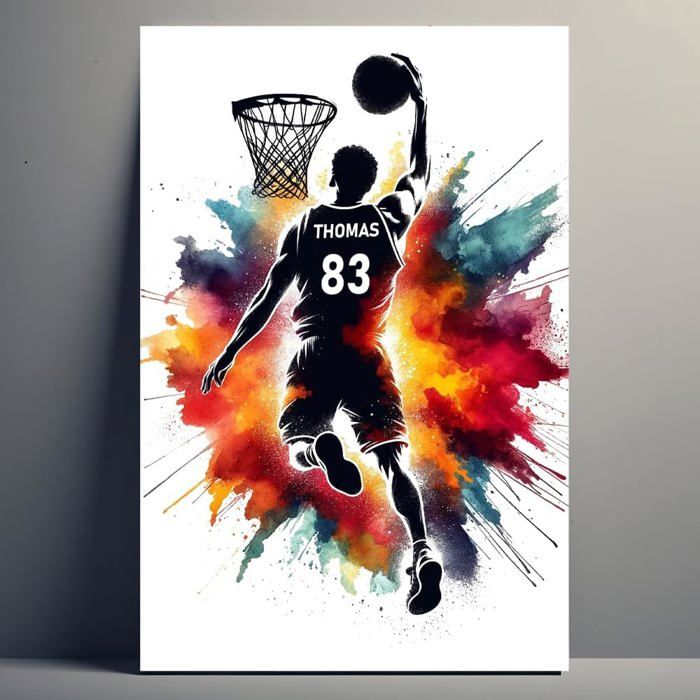 Affiche Personnalisee Joueur Basketball Prenom Poster Dunk Basket Personnalisable avec Nom et Numero Toile Affiche 30x40cm Cdiscount Maison