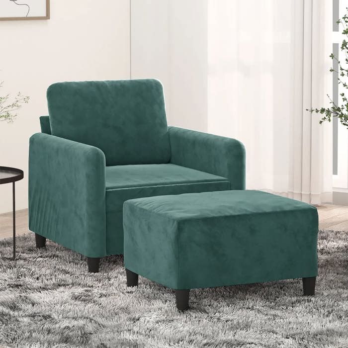 VidaXL Fauteuil avec Repose pied Velours - vue 4