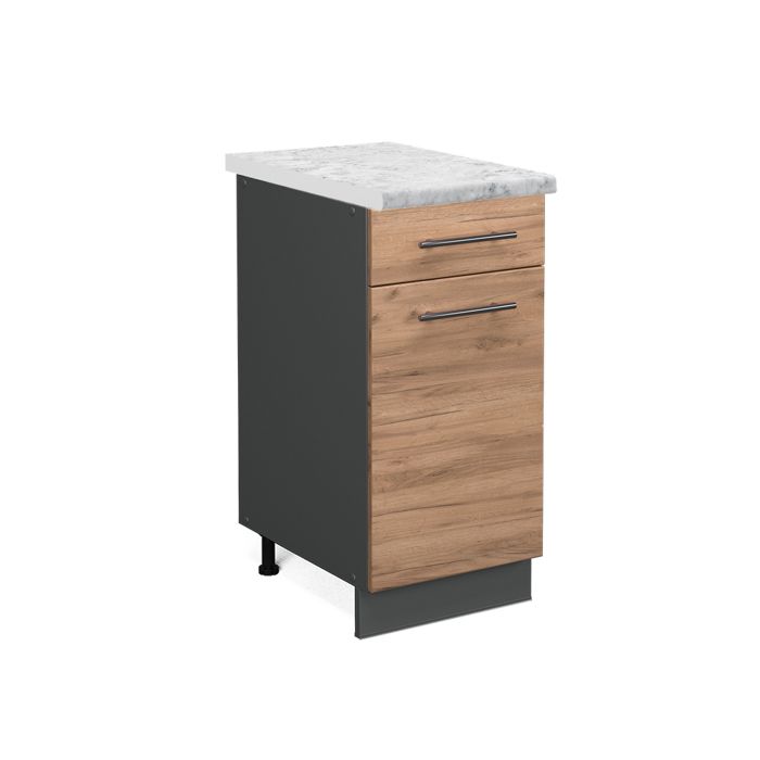 Meuble cuisine Fame-Line 40cm PT Marbre Chêne de force doré/Anthracite Vicco 46691