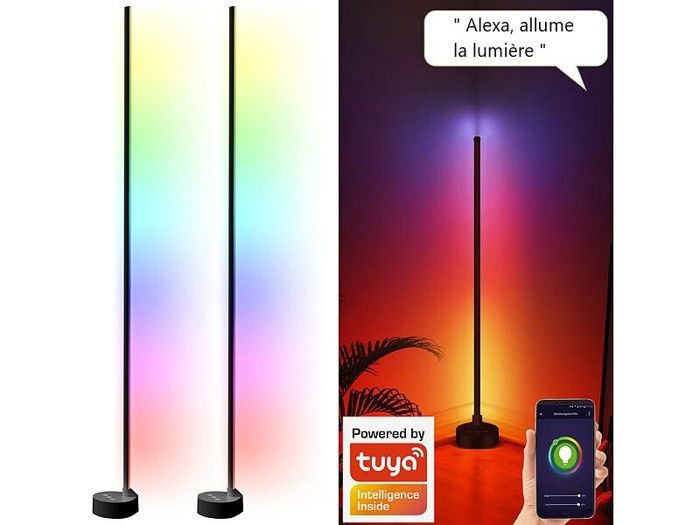 Lampes à pied LED connectées - Luminea - 750 lm - Commandes vocales - Couleur personnalisable - Noir Lampes à pied LED connectées - Luminea - 750 lm - Commandes vocales - Couleur personnalisable - Noir