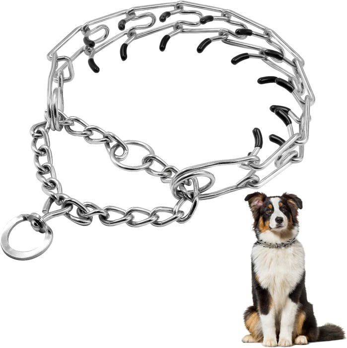 Meilleurs prix pour Collier de Force en Chrome pour Chien,Collier de Dressage Réglable pour Pets Animaux de Compagnies,Collier(Silver-XL)