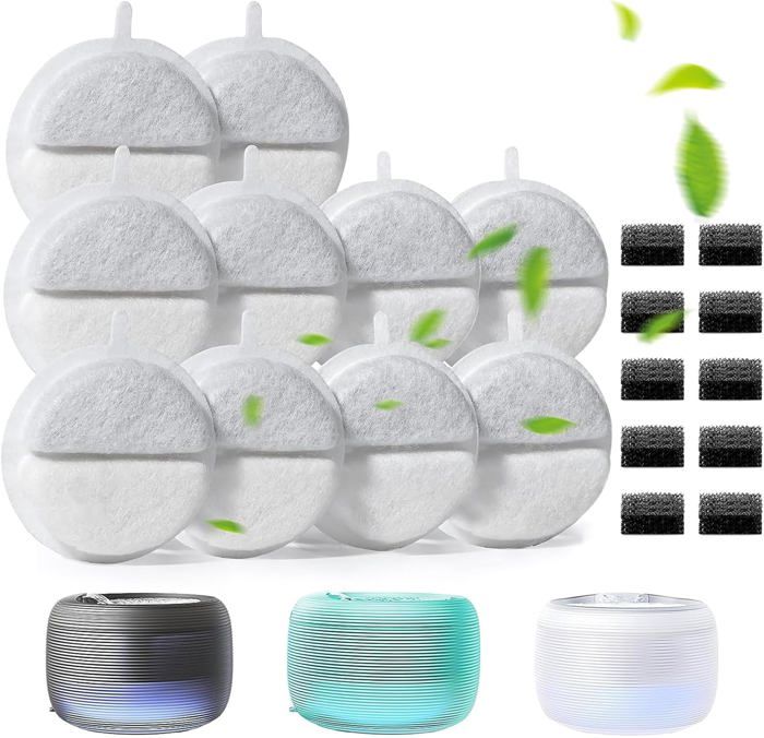 10 + 10 Pièces Filtre Fountaine de Chat pour 84 FL oz / 25 L de Fontaine à Boire10 Morceaux de Filtres en Carbone et 10 Morceaux