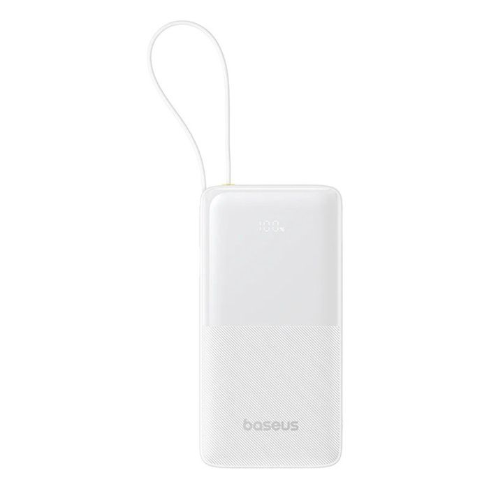 Batterie Externe - BASEUS - Bipow 2 - 10000mAh - 20W - Câble Intégré Type-C - Blanc