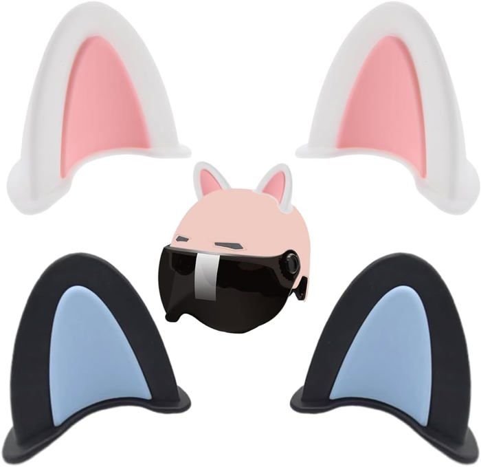 Casque Intégral Moto Avec Oreilles De Chat - Certification ECE, Lentille Noire, Taille M (54-56cm), Inclut Masque Et Gants - 2