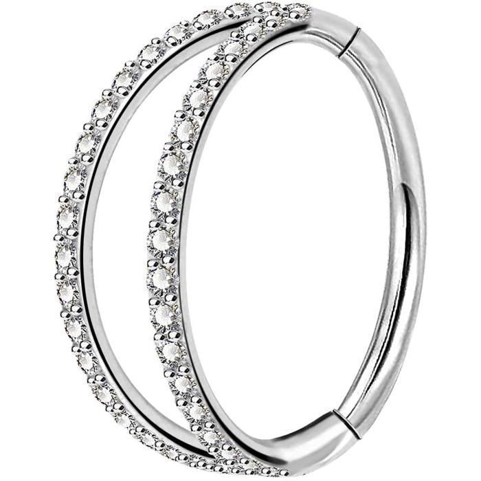 Anneau Segmenté Piercing Nez BodyBonita - Acier 316L Hypoallergénique, Diamètre 12 Mm, Couleur Doré/argenté/noir