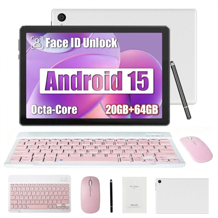 Tablette tactile - KOTSREN - 101 Android 15 - 20 Go RAM - 64 Go extensible 1To - Stylet clavier & souris Bluetooth