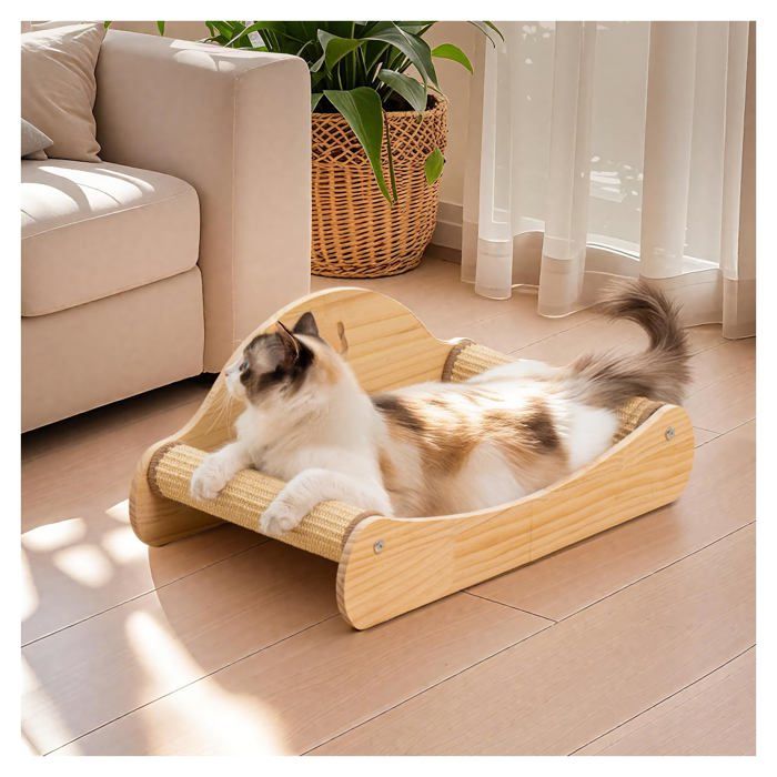 Meilleurs prix pour Griffoir pour Chats en Sisal Naturel Chaise Longue en Bois Massif pour Chats d’Intérieur Transat et Accessoire pour Chat 60x30