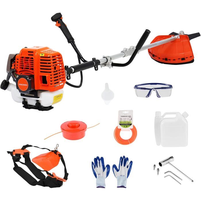 Débroussailleuse Thermique Professionnelle 62 Cm³ 2 Temps - 2-en-1 Avec Coupe-bordure Et Lame Ronces - Anti-vibration