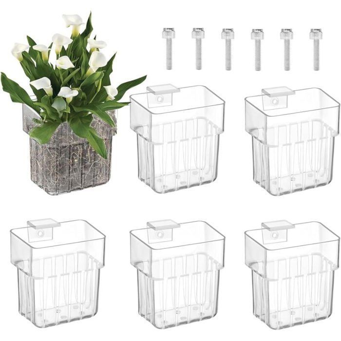 Comparer les prix de 6 Supports à Plantes pour Aquarium en Acrylique: Pots Suspendus Décoratifs avec Ventouses Système de Culture pour Décoratio