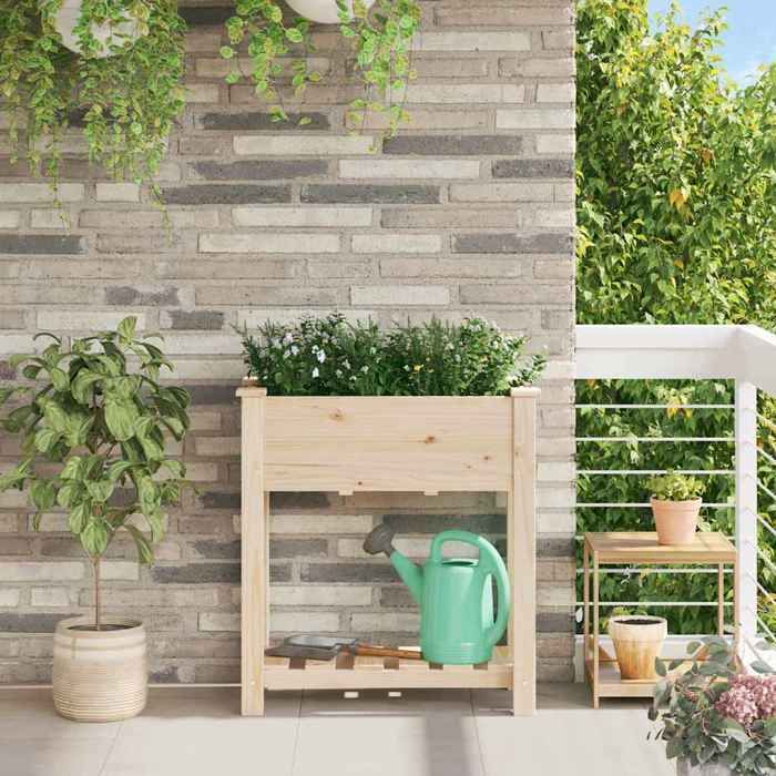 Beige Balconnière/Bac à Fleurs Protection UV - Cache-pot de jardin avec étagère Beige 71x37x76.5cm &HSF1231588
