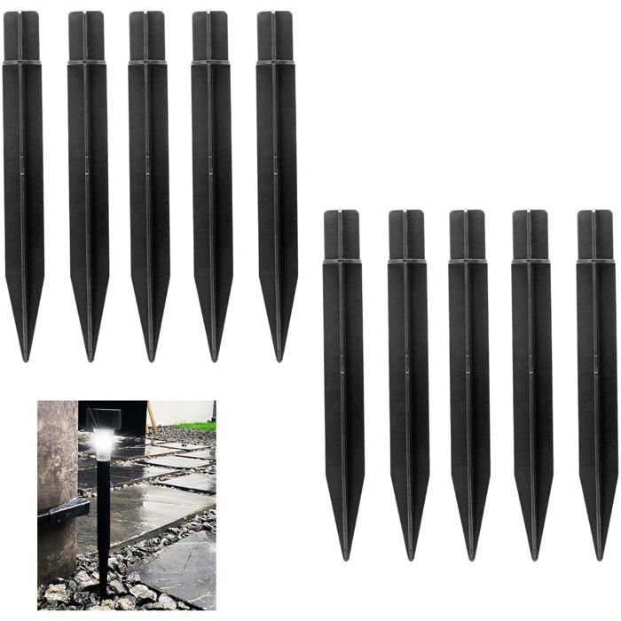 Piquets Terre Renforcés Lot 20 Support Luminaire Paysage Allée Jardin Éclairage Solaire Marqueur Cour Noir