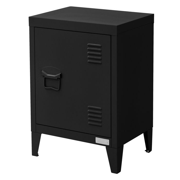 Table de nuit ML-Design 40x30x58 cm noir mat en acier poignée à gauche style industriel chambre Table de nuit ML-Design 40x30x58 cm noir mat en acier poignée à gauche style industriel chambre
