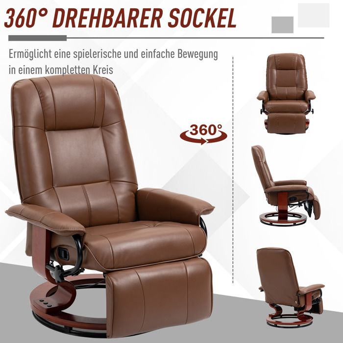 relax fauteuil pivotant fauteuil TV avec fonction inclinable repose - pieds chaise longue avec accoudoirs pour