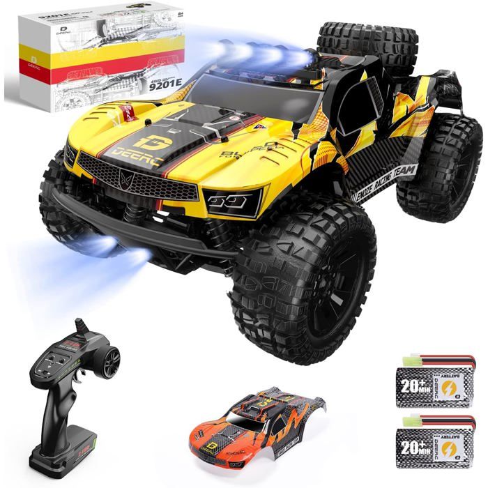 DEERC Voiture télécommandée 110 9201E 48km/h 4WD Offroad avec 2 batteries
