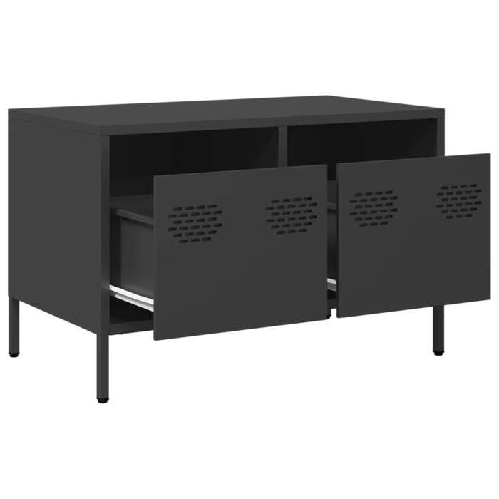 NEUF Armoire TV - Noir - Meuble TV - TABLE TV - noir 68x39x43 5 cm - acier laminé à froid TT4931
