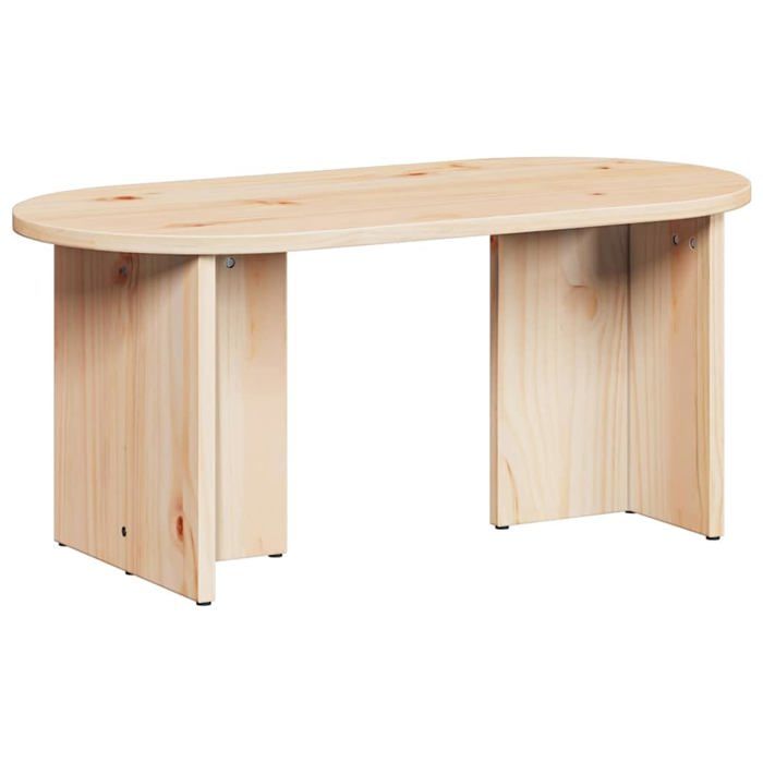 Table basse ovale en bois de pin - vidaXL - Naturel - 80x395x35 cm - Bois de pin massif - Design minimaliste