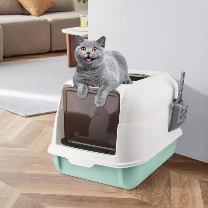 Comparer les prix de YQINGMAOY - BAC À LITIÈRE POUR CHAT DE GRANDE TAILLE - ENSEMBLE COMPLET - 36*51*34  CM - BLEU CIEL