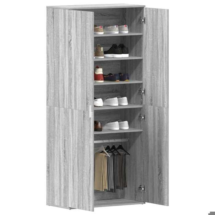 SOLDES DHIVER®Magasin à Chaussures - Gris Cabinet à chaussures avec étagère - Gris Sonoma - 80 x 39 x 178 cm - 62873