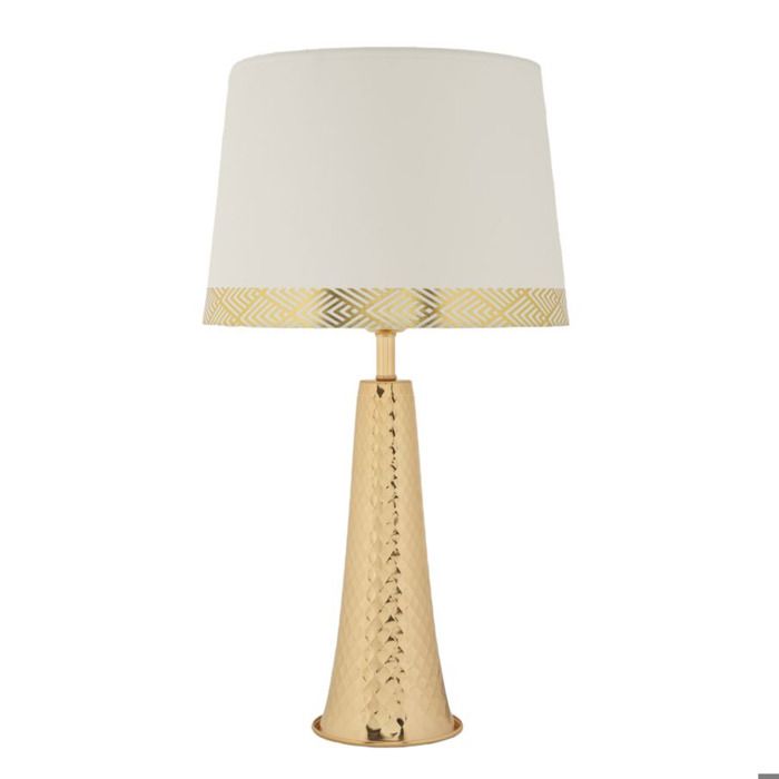 Lampe de table Tower en fer doré avec abat-jour en tissu - Réf. VK8681847412557