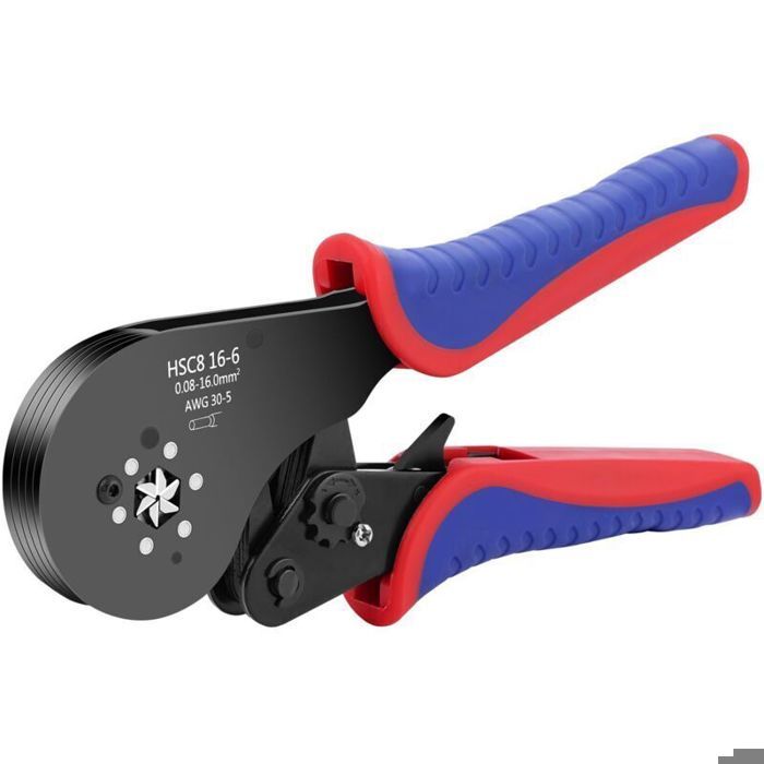 Pince à sertir 008-16mm² Pince à Sertir Cosse Electrique Pince à Sertir Les Cosses de Fils Pinces à Sertir à Cliquet Pince