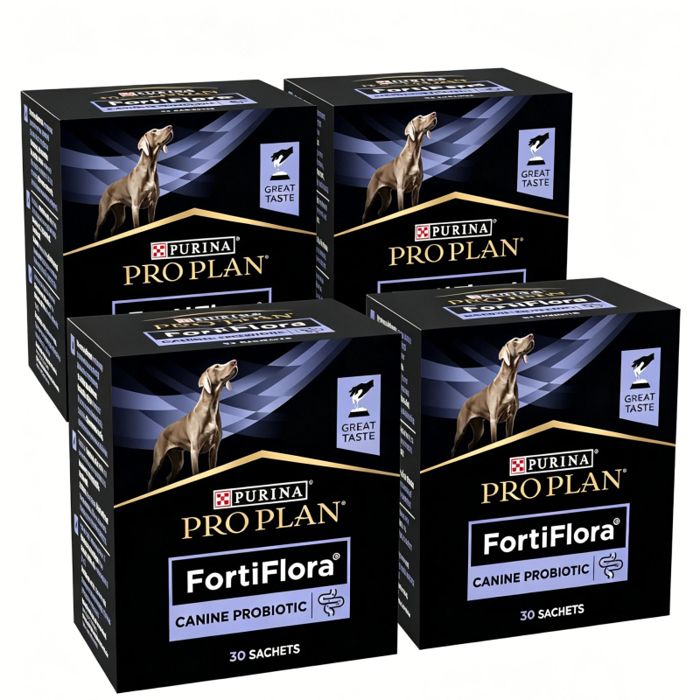 PURINA PRO PLAN FortiFlora - Supplément Probiotique pour Chien - 4 Boîtes de 30 Sachets REPULSIF