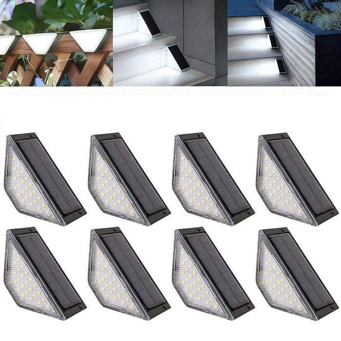 Lampe de pont solaire LED Lot de 8 Lampe Solaire Exterieur Blanc froid IP44 Etanche pour escaliers marches clôtures chemins