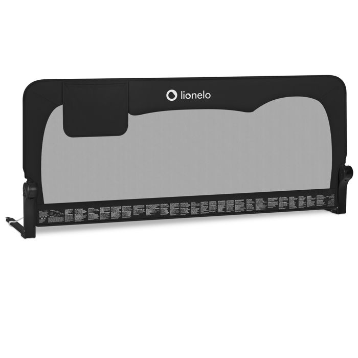 Barrière de lit bébé LIONELO Hanna - 150x65cm - Pliable - Protection anti-chute - Filet aéré - Noir