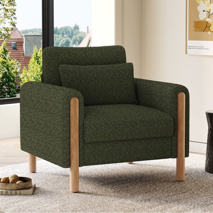 ELVORIN Fauteuil lounge 87 x 83 x 885 cm vert structure en bois massif coussin epais 1 place