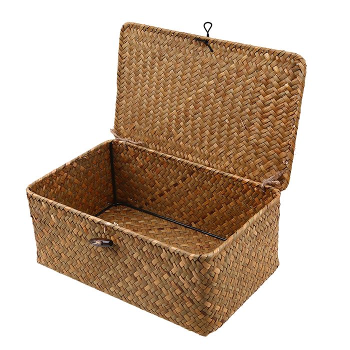 Panier de rangement en rotin tressé avec couvercle pour salle de bain salon ou cuisine ACCESSOIRES FABRICATION MAISON