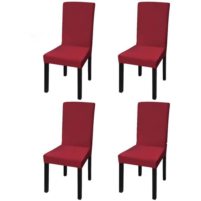 Lot de 4 Housse de Chaise Droite - vidaXL - polyester - bordeaux - 55 cm - Extensible@hze19f