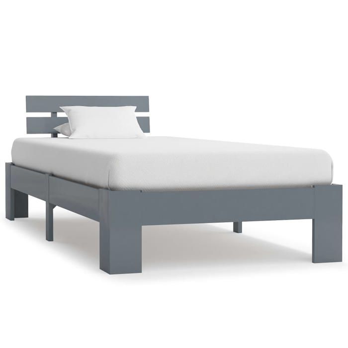 vidaXL cadre de lit sans matelas gris bois massif pin 100x200 cm design moderne solide écologique pour chambre adulte