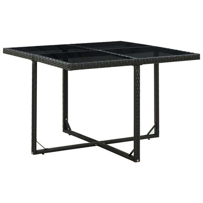 Salon de jardin encastrable 5 pcs et coussins Rotin Noir_2 ans garantie_12793