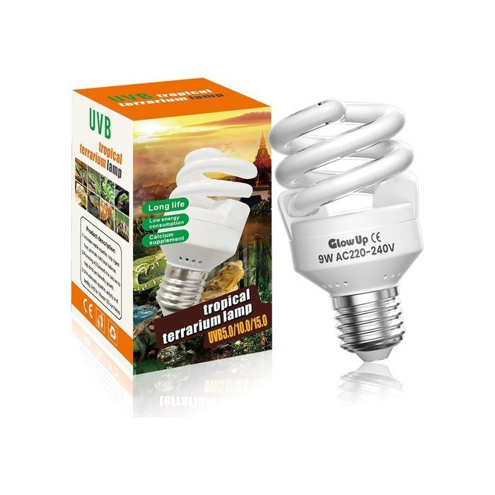 9W Ampoule UVB 5.0 E27 Lampe UVA UVB Tortue AC 220 240V UVA UVB Tortue Ampoule Fluorescente pour Quarium Réc STERILISATEUR STRIL UV