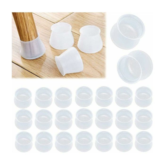 24 protections en silicone pour pieds de chaises et de meubles antidérapantes transparentes 28-45 mm