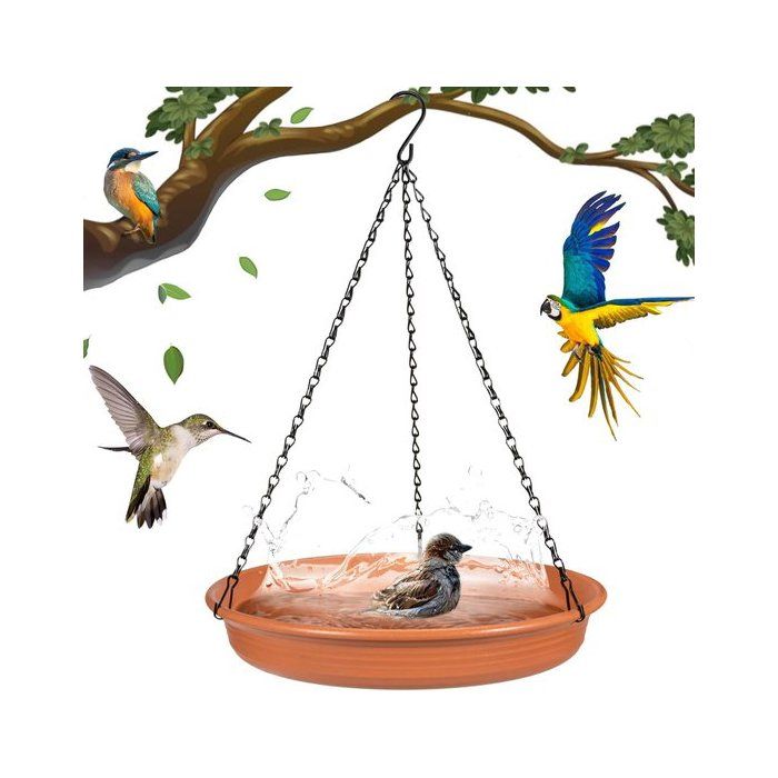 Baignoire automatique pour oiseaux - plastique - orange - pour offrir aux oiseaux un espace pour boire et se baigner en cage