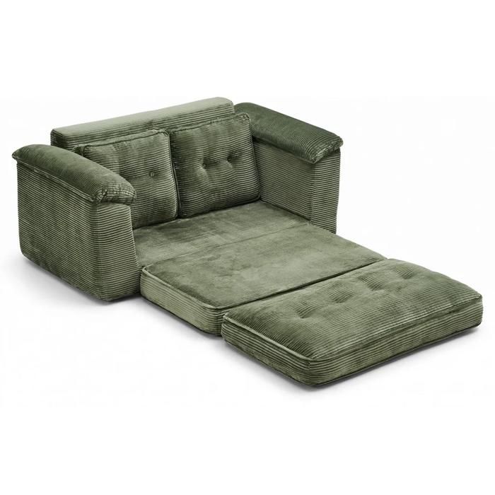 Canapé Convertible-ALIGHTUP-Canapé Lit 2 Place-Réversible-Tissu velours côtelé-Vert Canapé Convertible-ALIGHTUP-Canapé Lit 2 Place-Réversible-Tissu velours côtelé-Vert