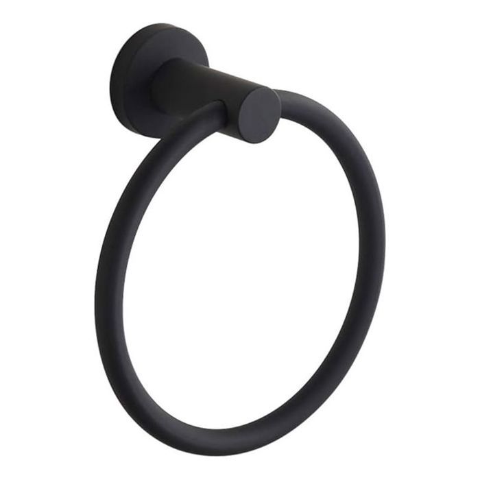 Anneau porte-serviette rond en acier inoxydable pour salle de bain Noir
