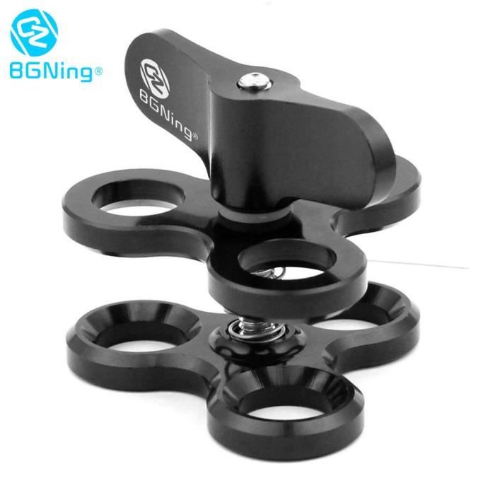 2 Pince à Boule 3 Trous - Clip Support Pour Lampe De Plongée Et Action Caméra, Noir